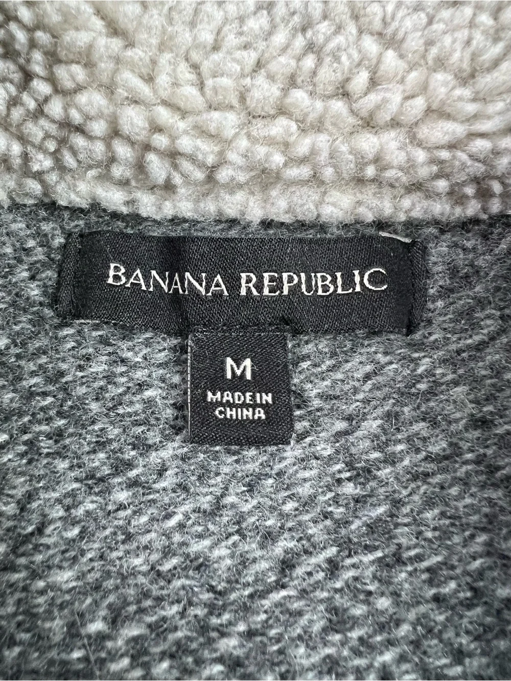 Banana Republic Gray Merino Wool Blend Sherpa Collar Toggle Button Sweater